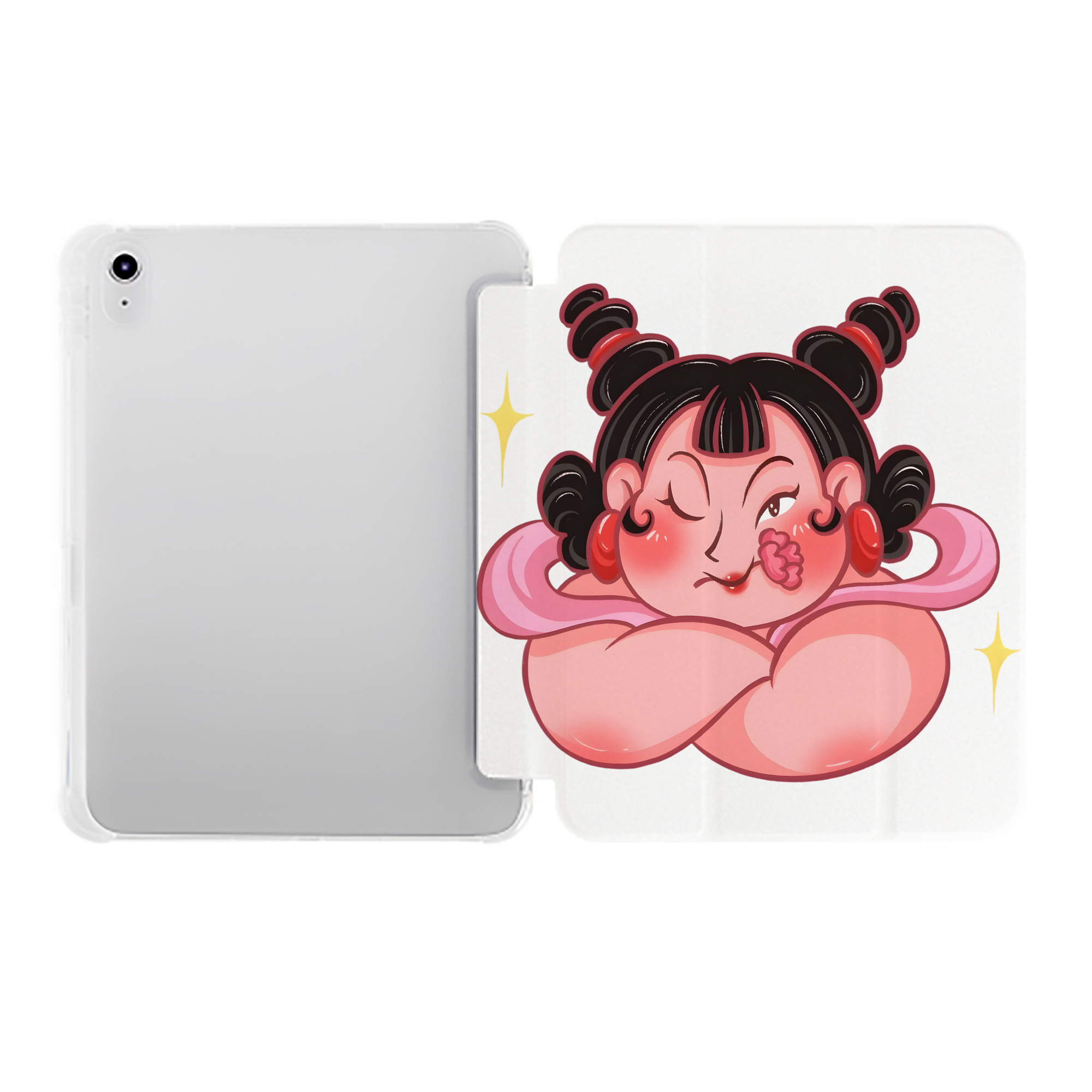 （画像用） Ne Zha 2 ナタ 魔童の大暴れ IPad ケース ペン収納付き 三つ折りスタンド PUレザー×シリコン 対応機種9.5/10.5/10.9インチ